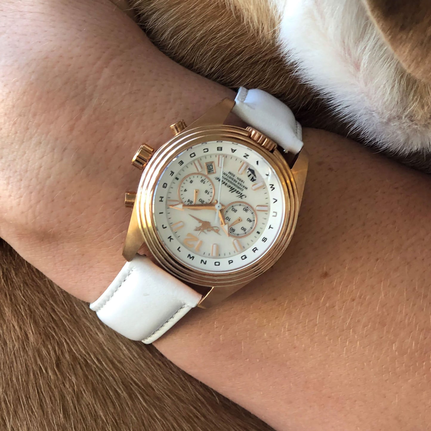 Katherine Women’s Pilot Watch – Chronograph, ALPHABezel, MOP Dial