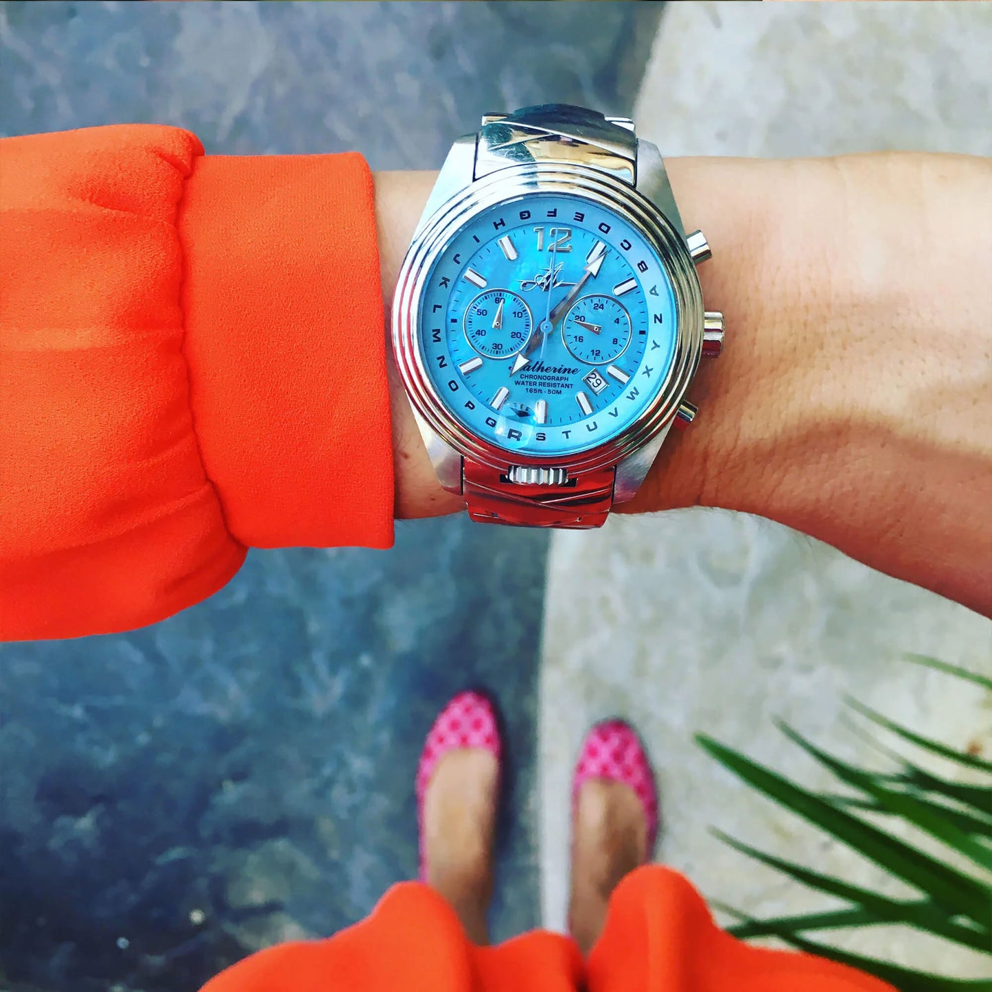 Katherine Women’s Pilot Watch – Chronograph, ALPHABezel, MOP Dial