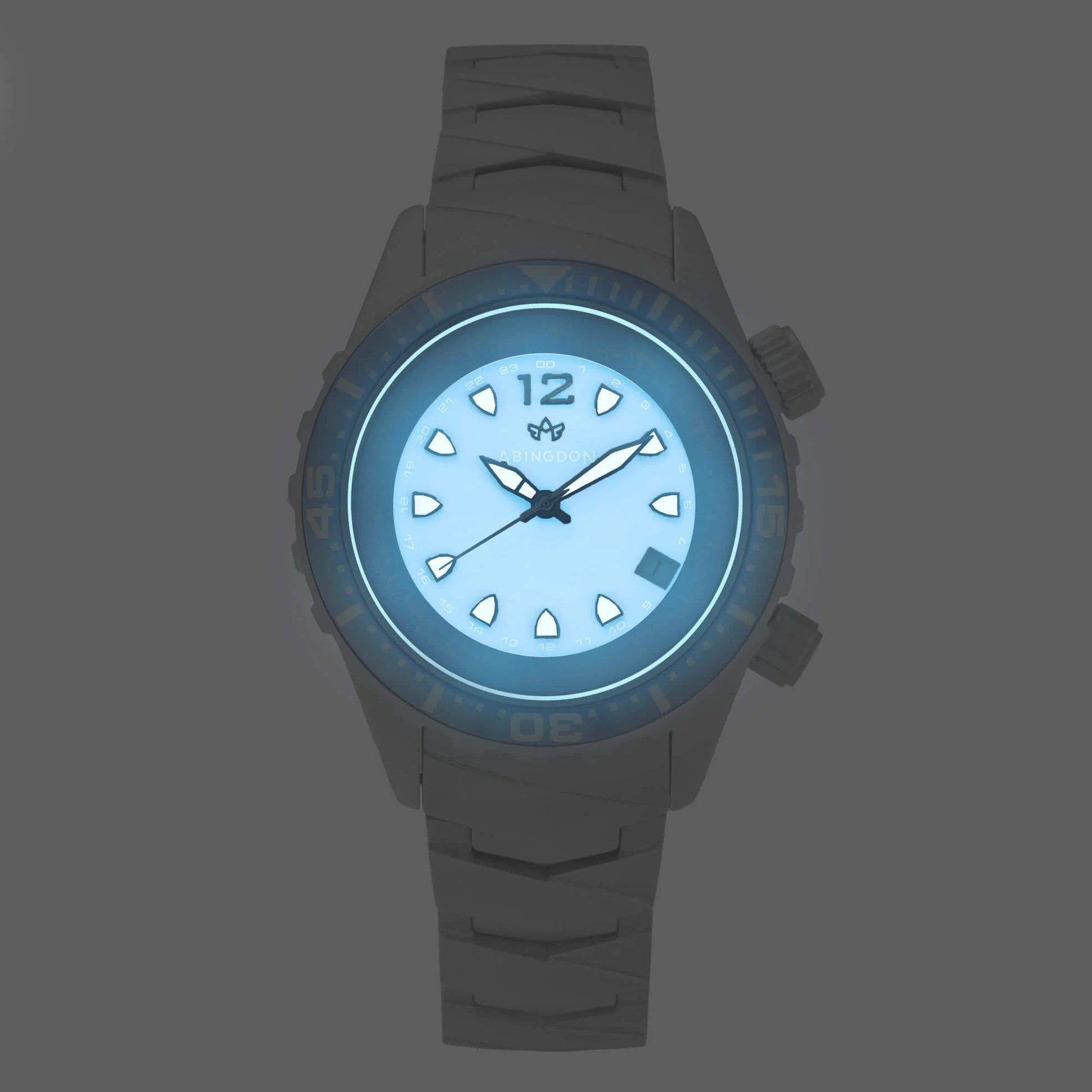 Marina Women's Dive Watch with Bahama Blue Luminous Dial Glowing in Low Light – Super-LumiNova Hands and Markers