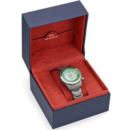 Marina Women's Dive Watch with Caribbean Green Dial in Abingdon Presentation Box – Titanium Bracelet and Luxury Gift Packaging