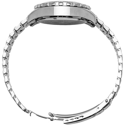 Marina Women's Dive Watch with Titanium Bracelet Fully Opened – Side Profile Showing Polished Case and Bezel Design