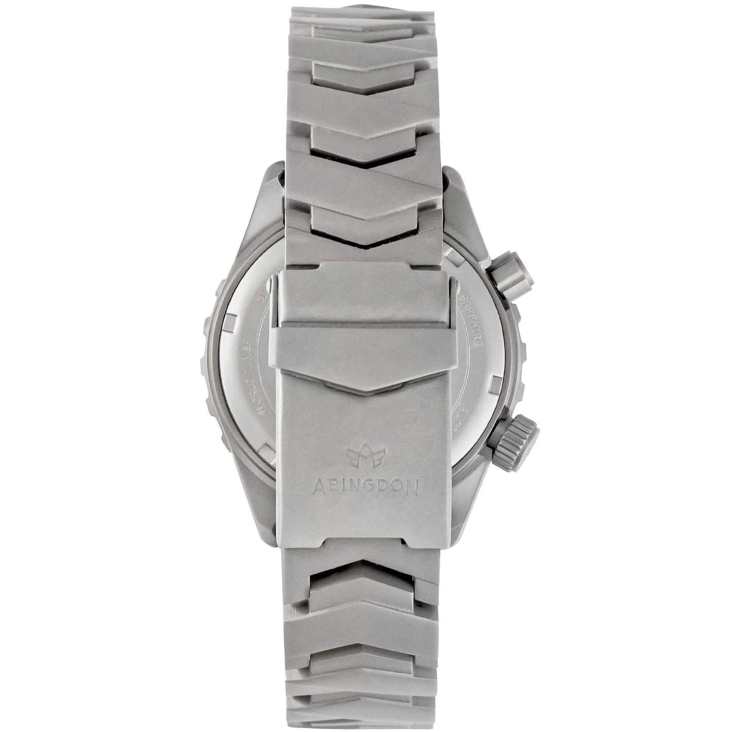 Marina Women's Dive Watch Titanium Bracelet and Clasp with Abingdon Logo – Rear View of Reef Red Automatic World Timer Watch