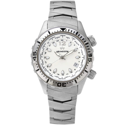 Marina Women's Dive Watch with White Yacht Luminous Dial, Sandblasted Titanium Case and Bracelet, 660ft Water Resistance, and World Timer Bezel
