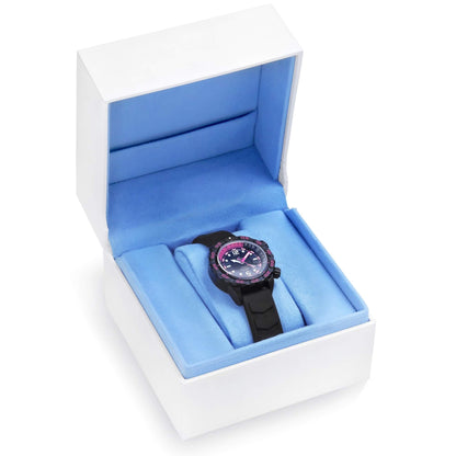 Nadia Abyss Automatic Dive Watch with Black Silicone Strap in Blue Velvet-Lined Gift Box