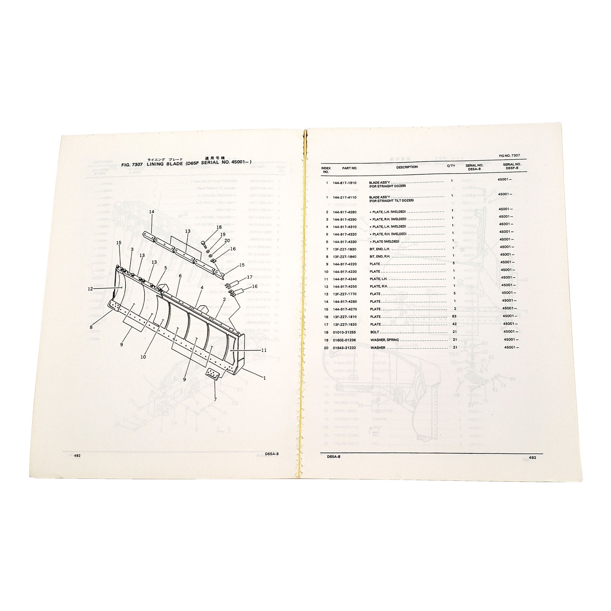 KOMATSU D65A-8 PARTS BOOK PEPB01440804