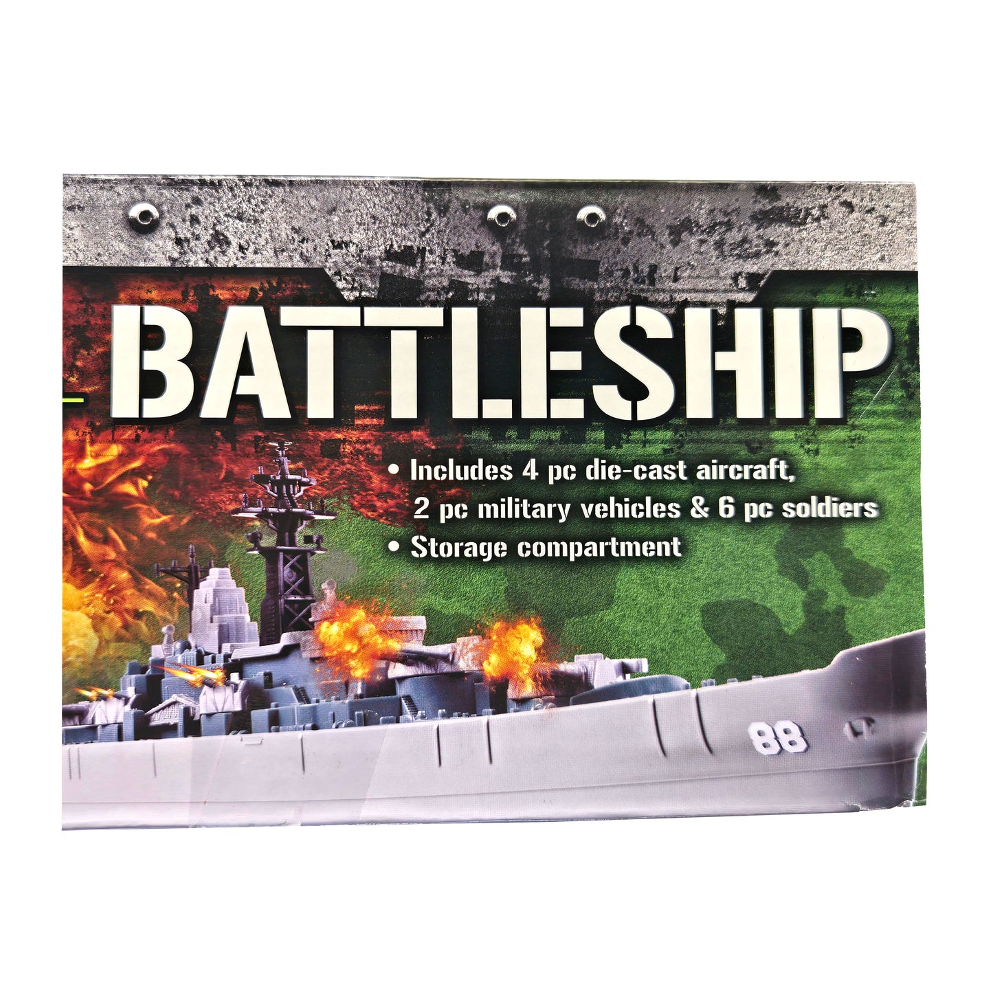 WowToyz Giant Battleship Playset – Side Panel 2 Showing Included Accessories