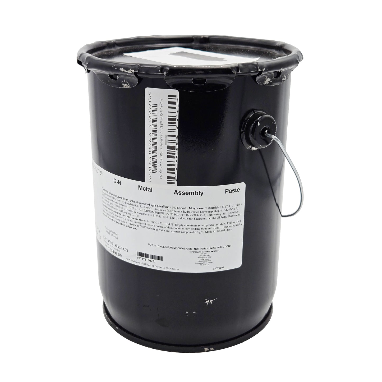 MOLYKOTE G-N Metal Assembly Paste – 4.5 kg Pail Side View