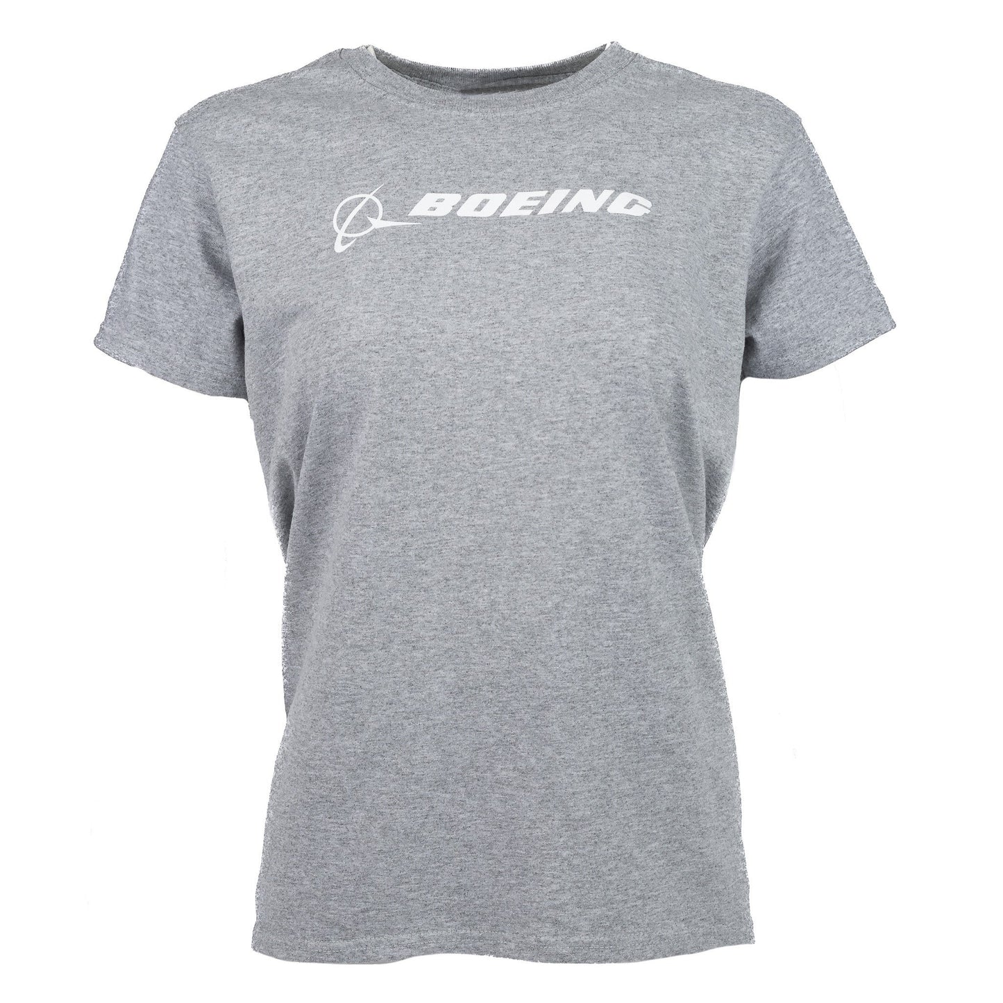 Boeing Signature Logo Women’s T-Shirt in Sport Grey with white logo