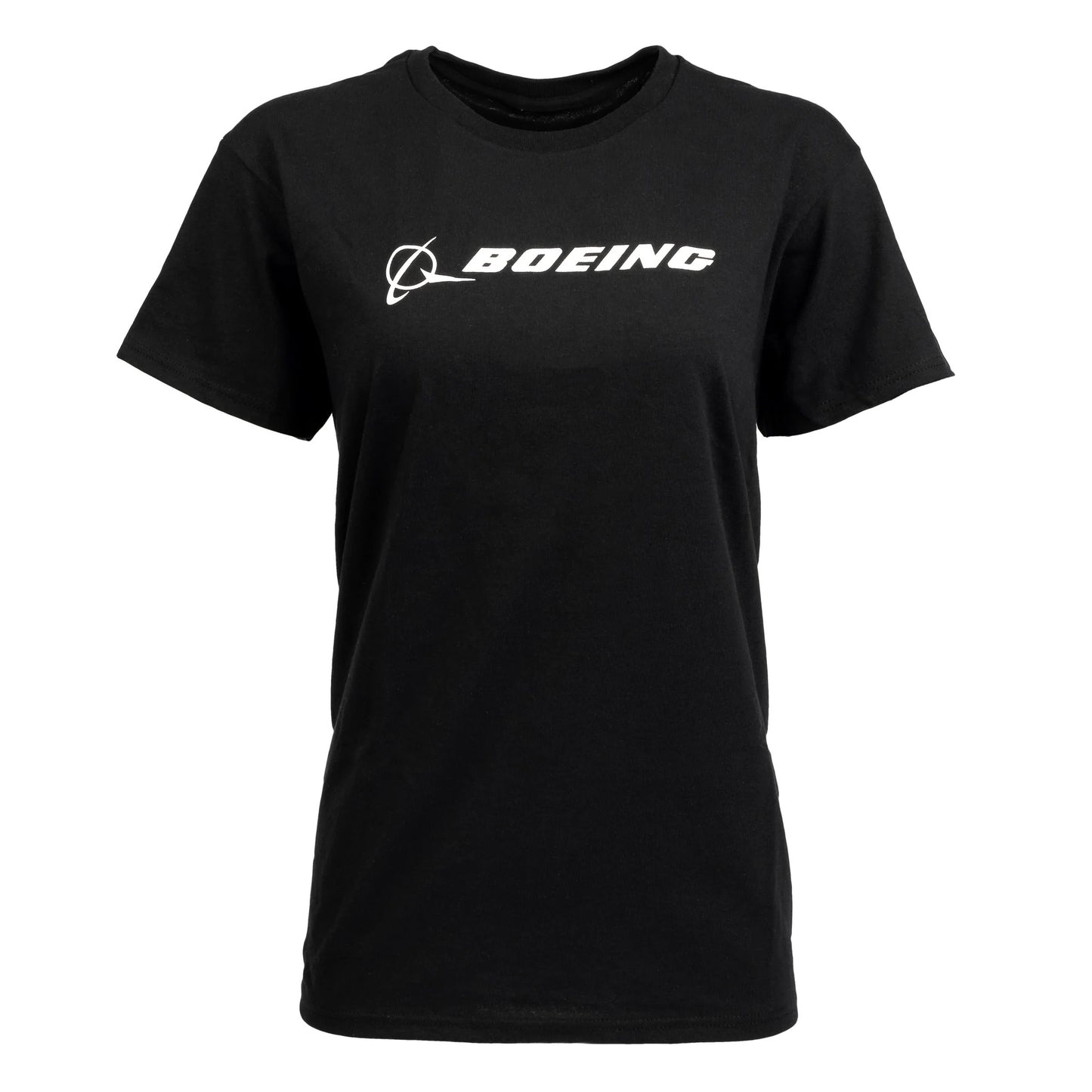Boeing Signature Logo Women’s T-Shirt in Black with white logo