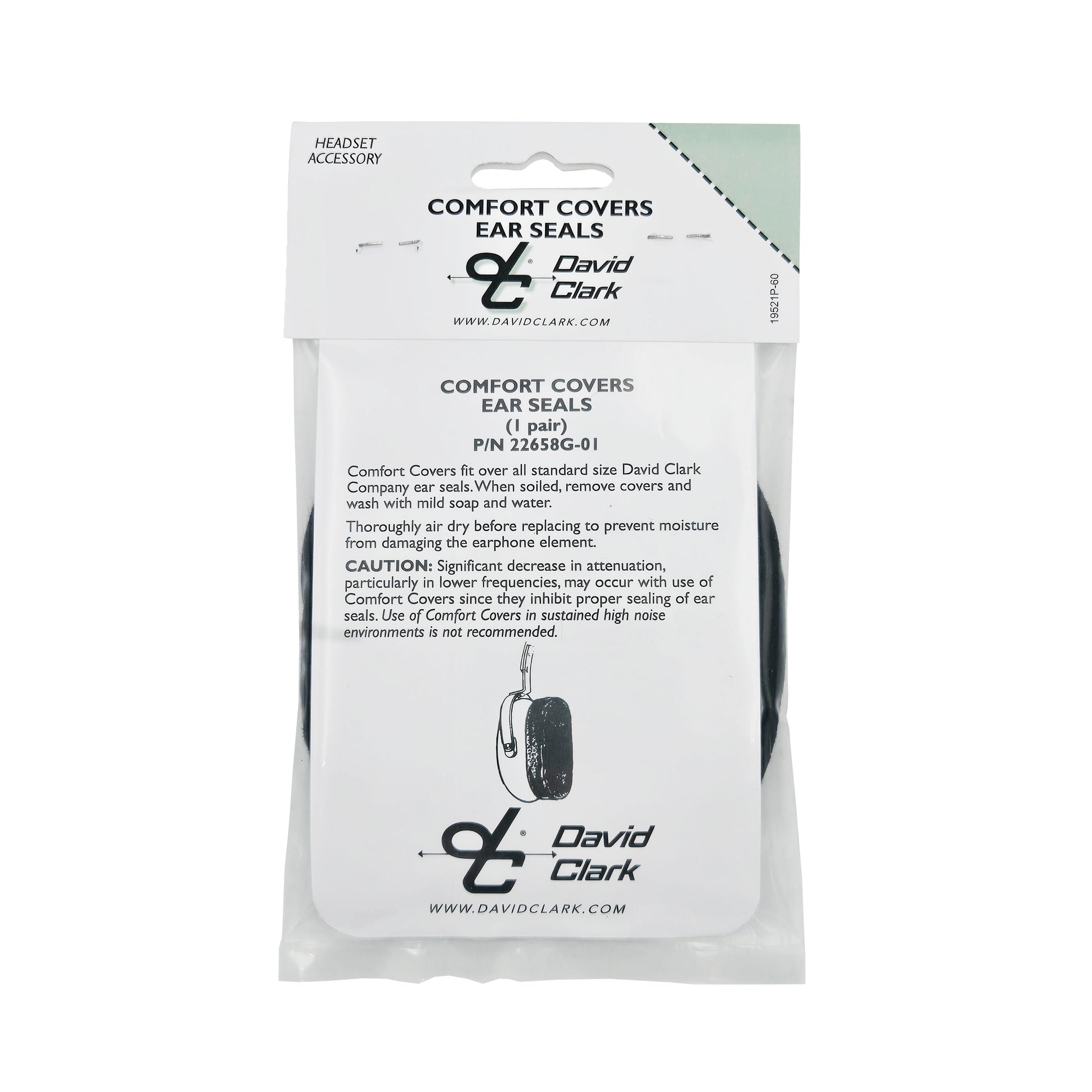 David Clark Ear Seal Covers 22658G-01 – Back View with Product Information