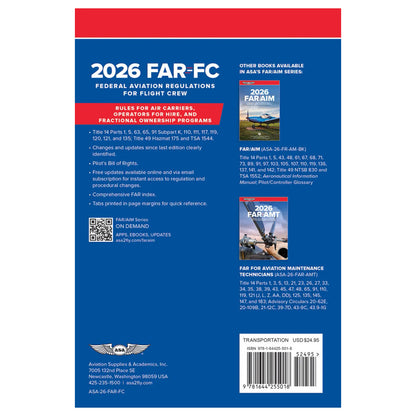 ASA 2026 FAR-FC Back Cover with Summary of Included Parts