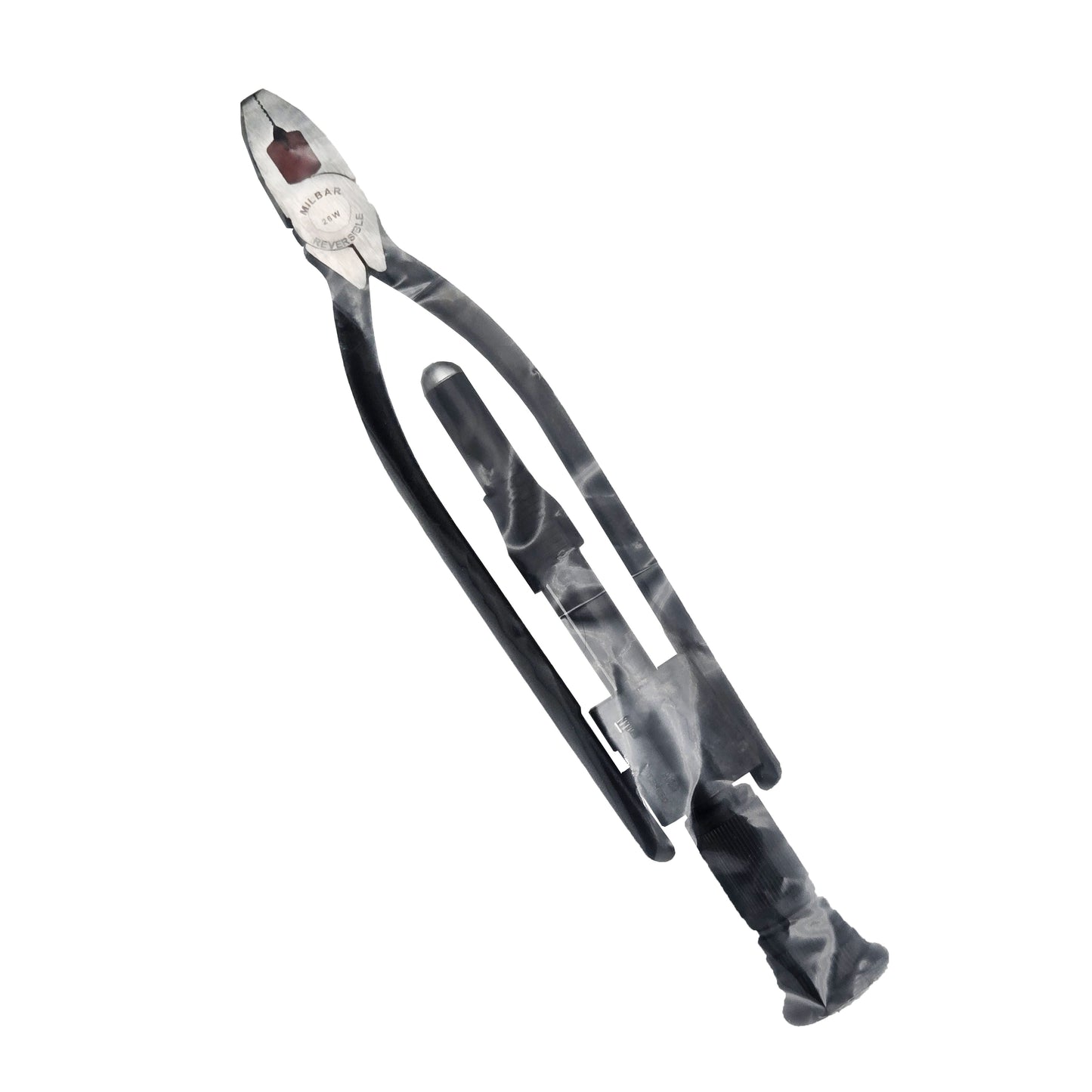 Full view of Milbar 26W reversible safety wire twister pliers in protective plastic wrap