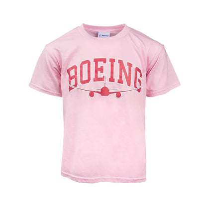Boeing Youth Varsity Graphic Tee in light pink with varsity lettering