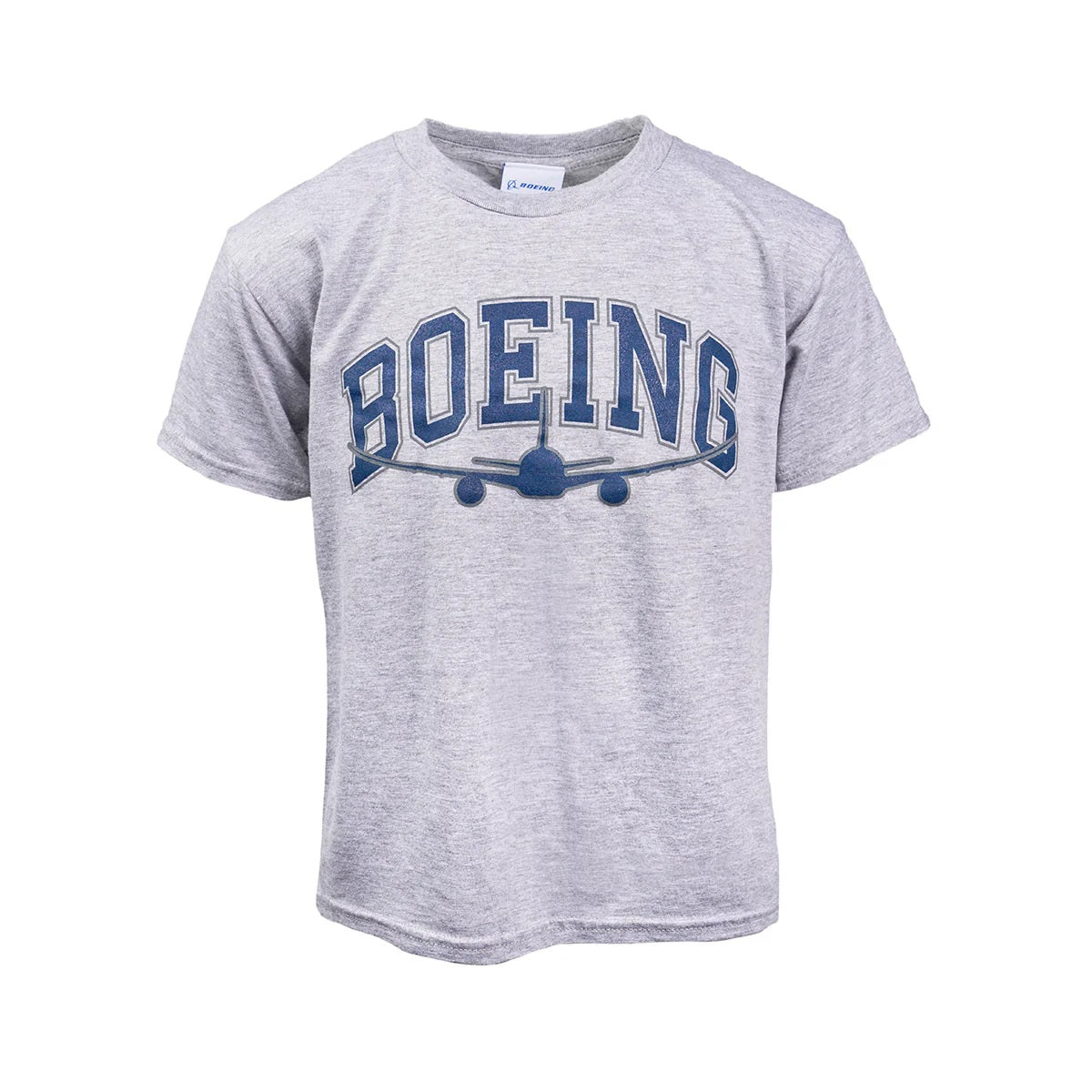 Boeing Youth Varsity Graphic Tee in sports grey with aircraft graphic
