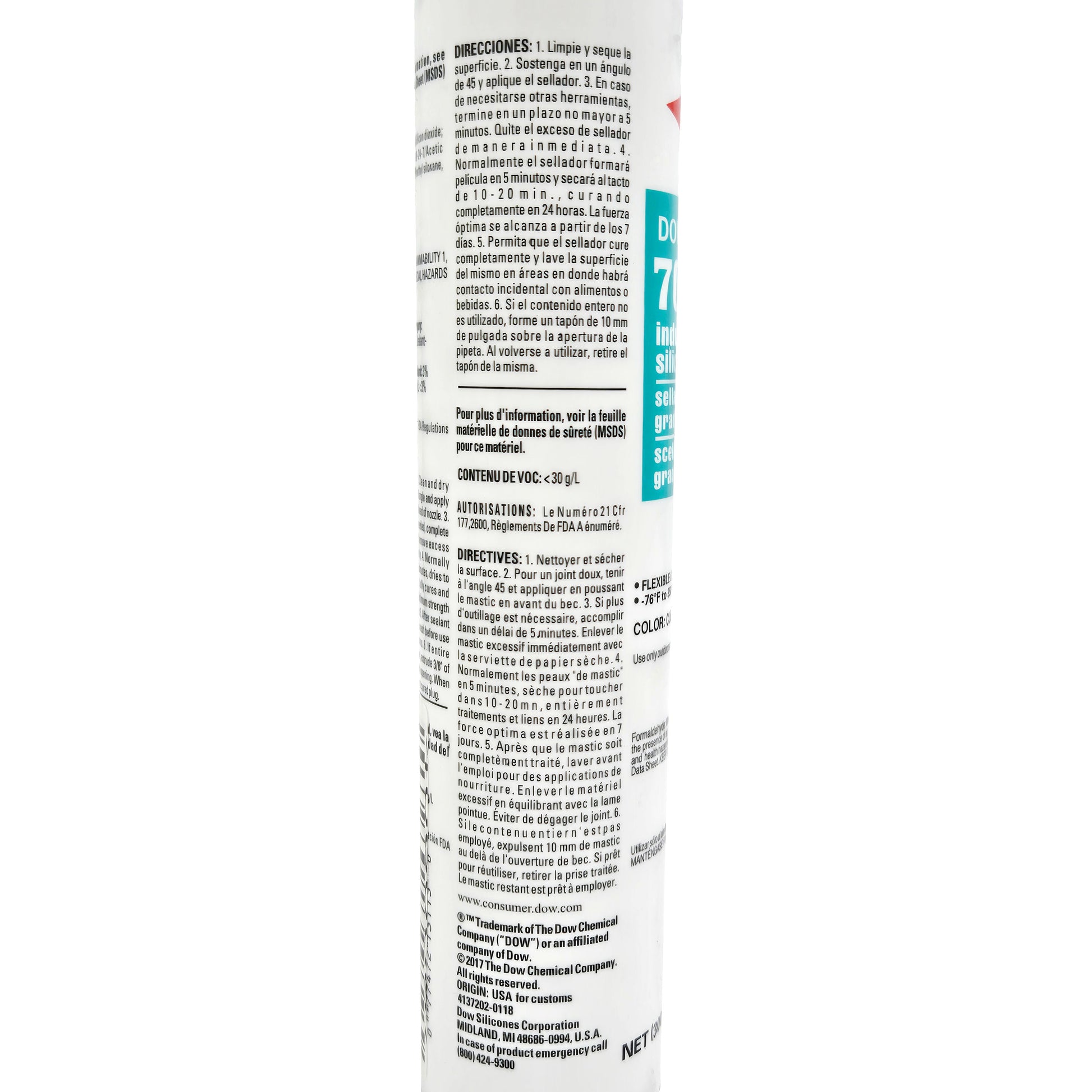DOWSIL 700 Silicone Sealant – Detailed Side Label View