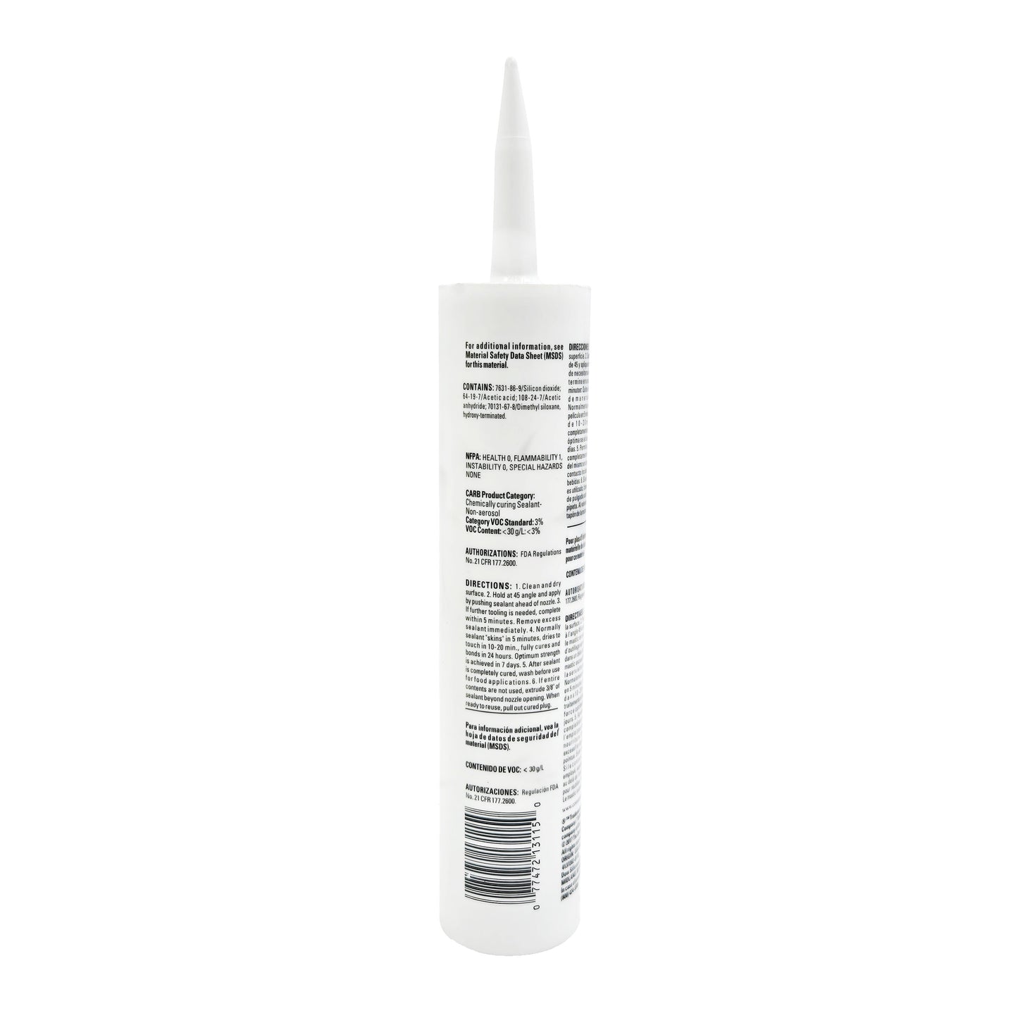 DOWSIL 700 Silicone Sealant – Full Back View of Packaging