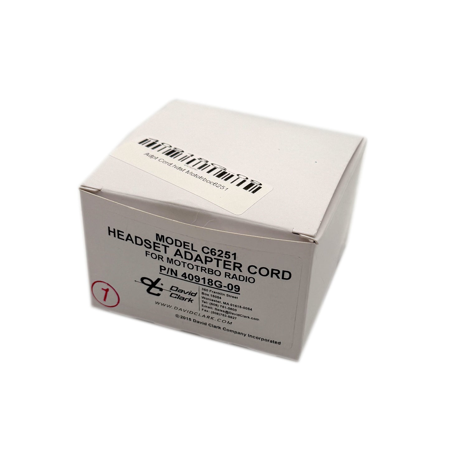 David Clark Headset Adapter Cord Mototrbo C6251 | 40918G-09 in box