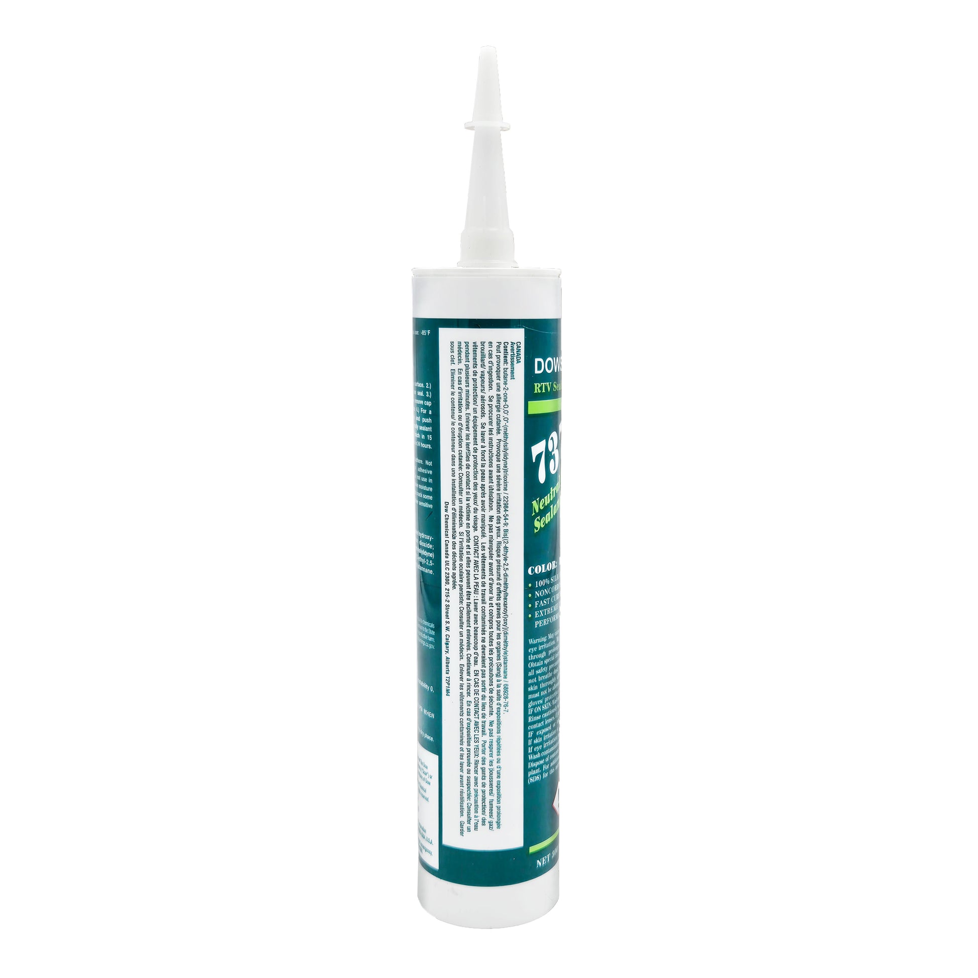 DOWSIL 737 RTV Adhesive – Back Panel with Safety Instructions and Specifications