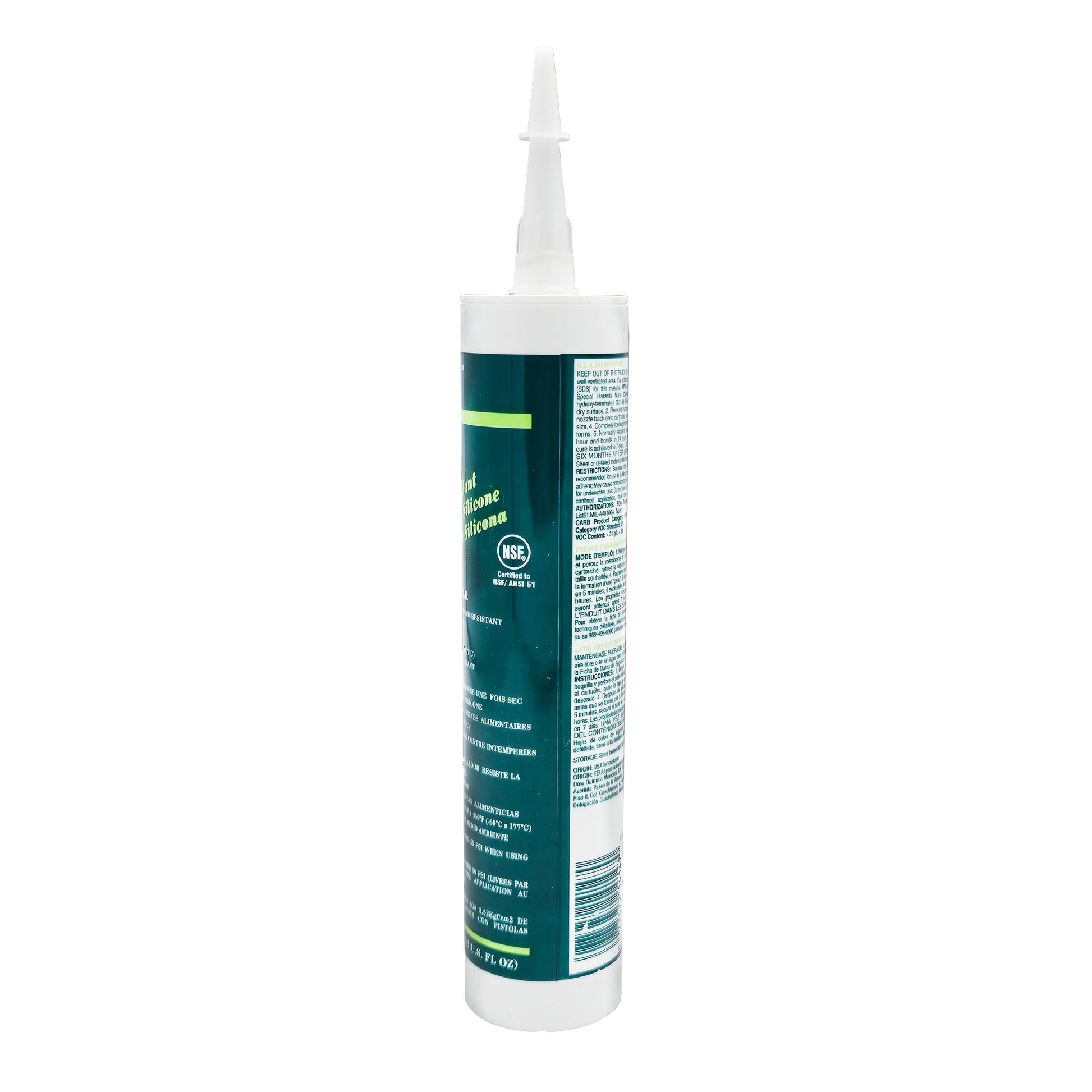 DOWSIL 786 Silicone Sealant – Side Panel with Usage Information and Nozzle