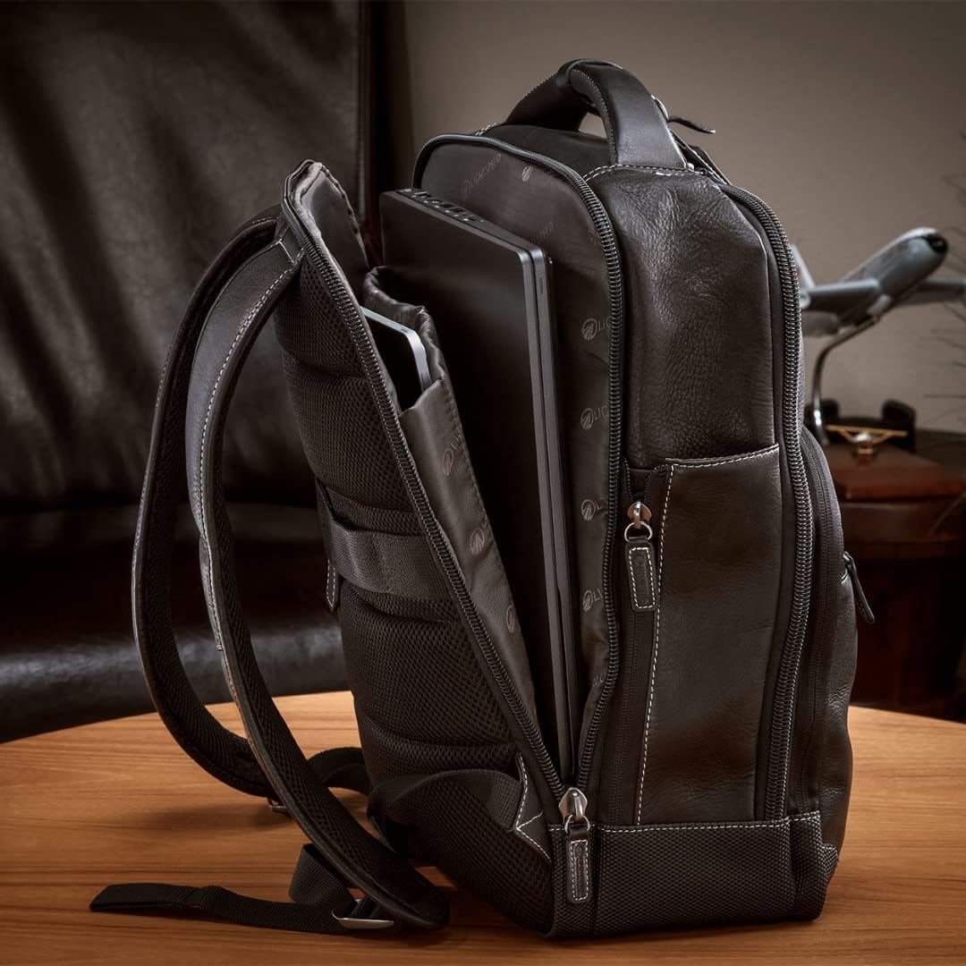 Rear view showing padded backpack straps and ergonomic design