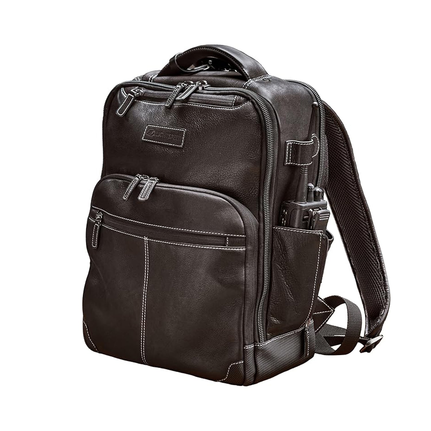 Front angled view of Lightspeed Duke Flight Bag in black leather