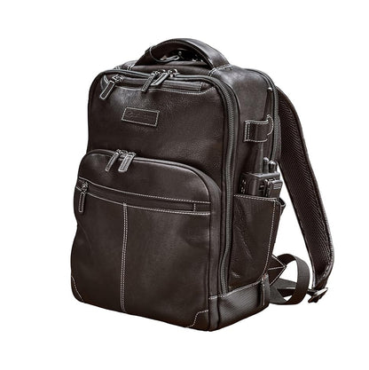 Front angled view of Lightspeed Duke Flight Bag in black leather