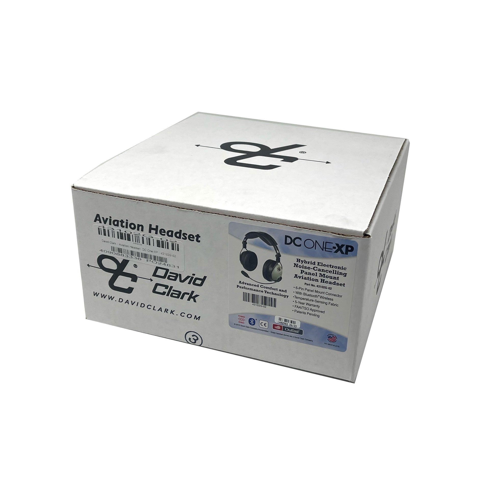 David Clark DC ONE-XP / ONE-XA Aviation Headset with Bluetooth and Hybrid ANR – 6-Pin & 5-Pin XLR Connector, Box