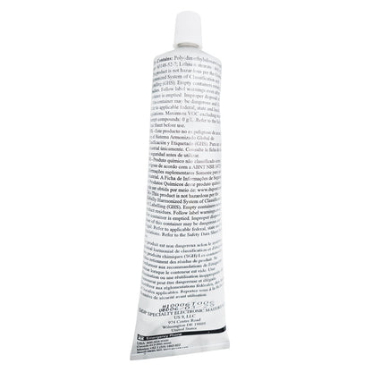 MOLYKOTE® 44 Medium High-Temperature Grease, 5.3oz tube out of box, silicone-based lubricant | Back of tube