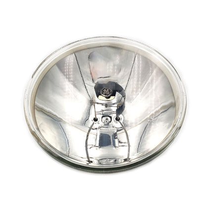 GE Sealed Beam Aircraft Light 4552 40576 – Front View of Round Clear Glass Lens with Silver Reflector and GE Logo
