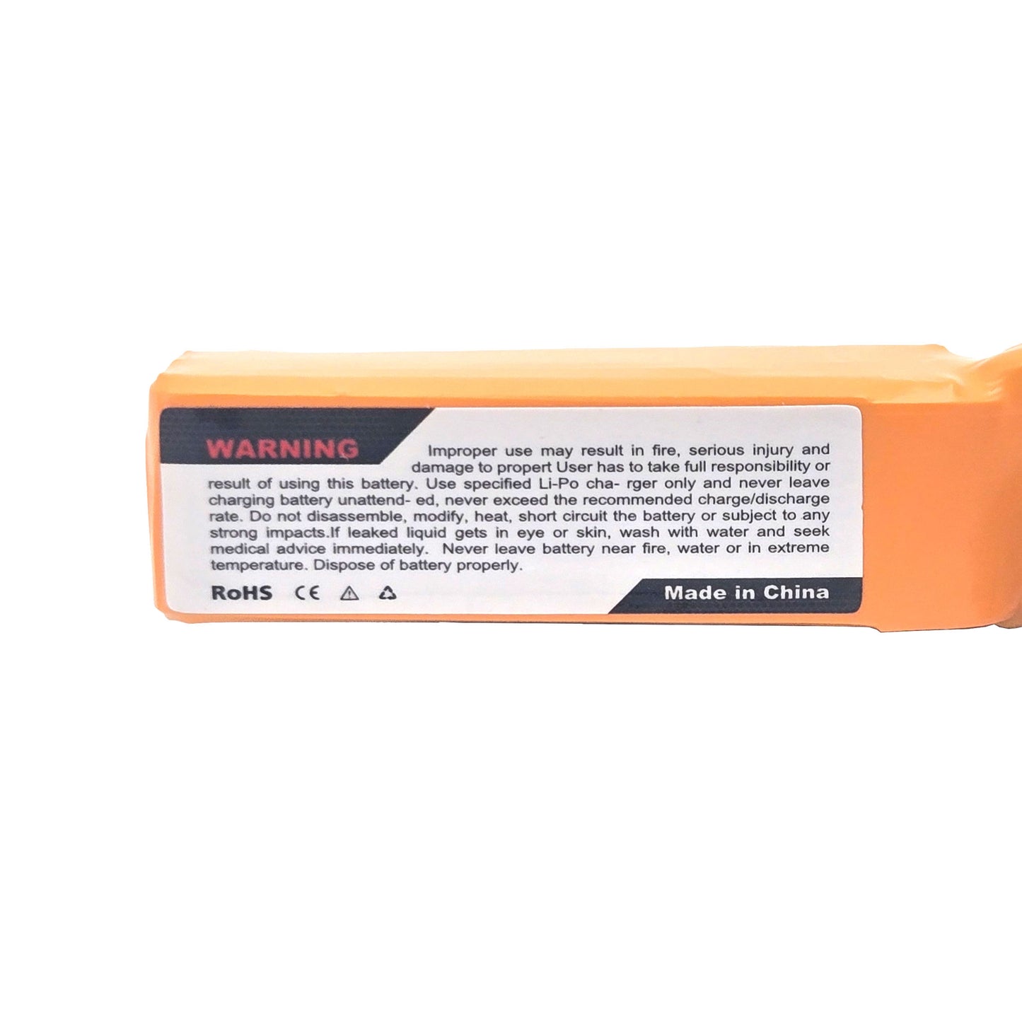CNHL MiniStar 450mAh LiPo Battery – Top View of the Warning Label, Close-Up