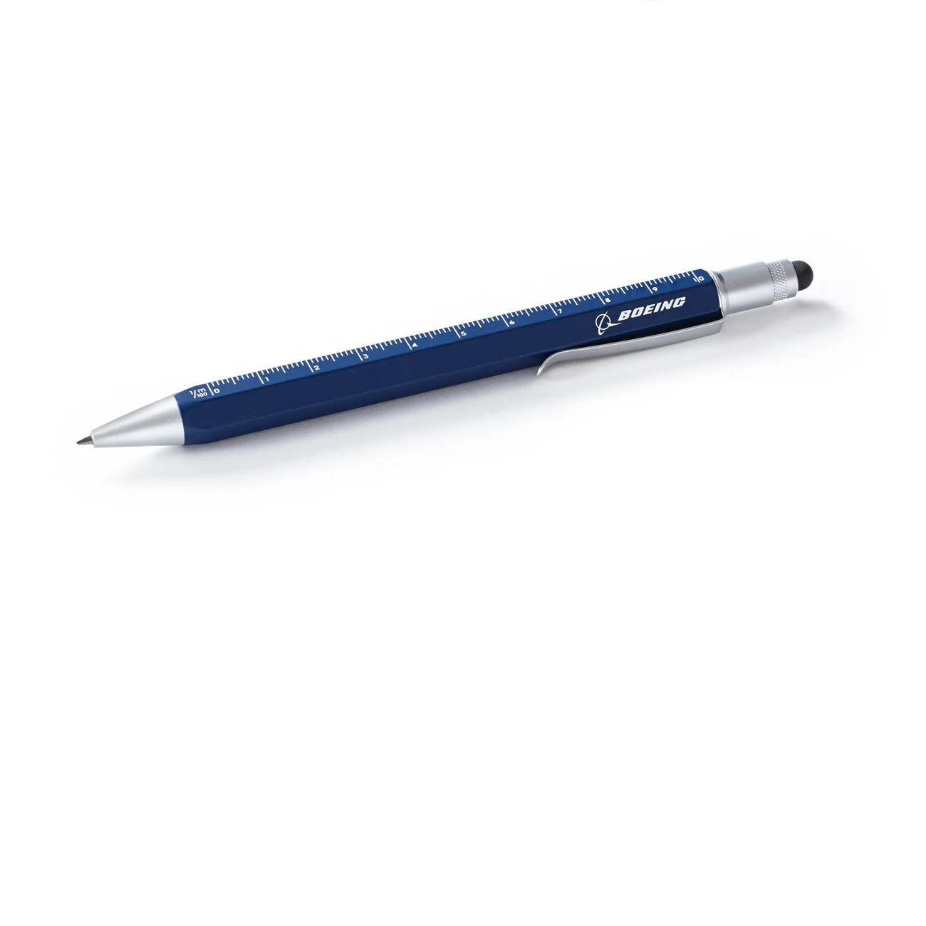 Boeing 2-in-1 Mechanical Pencil with Stylus in navy blue with ruler markings
