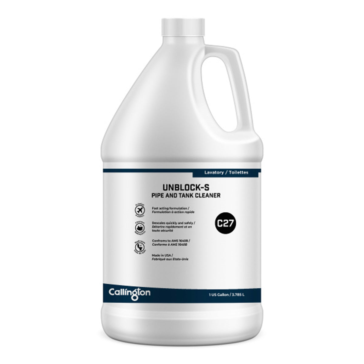 Callington Unblock‑S Pipe and Tank Cleaner – 1 US Gallon bottle for lavatory descaling and maintenance