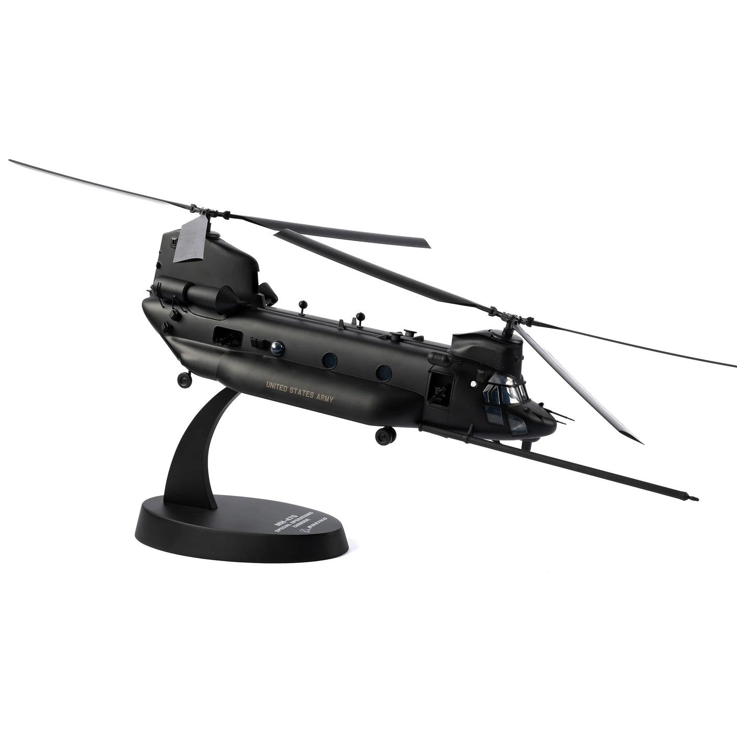 “Side view of Boeing MH-47G Chinook Special Operations helicopter model”