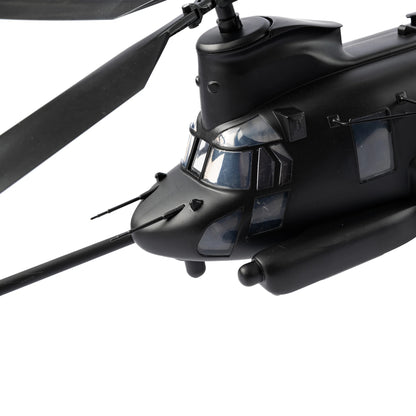 “Front cockpit detail of Boeing MH-47 Chinook military helicopter model”