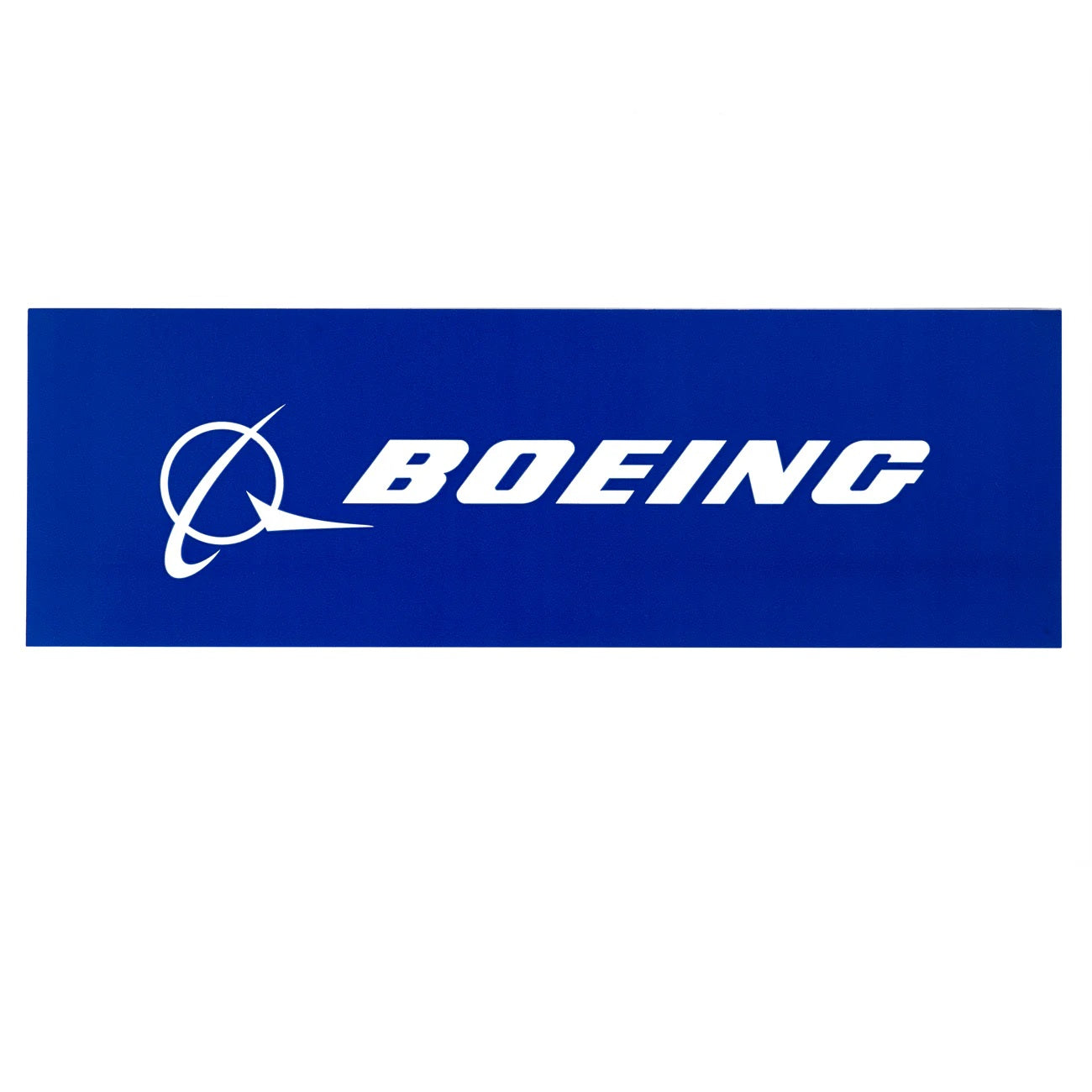 8x2 blue Boeing logo bumper sticker with white Boeing wordmark and symbol