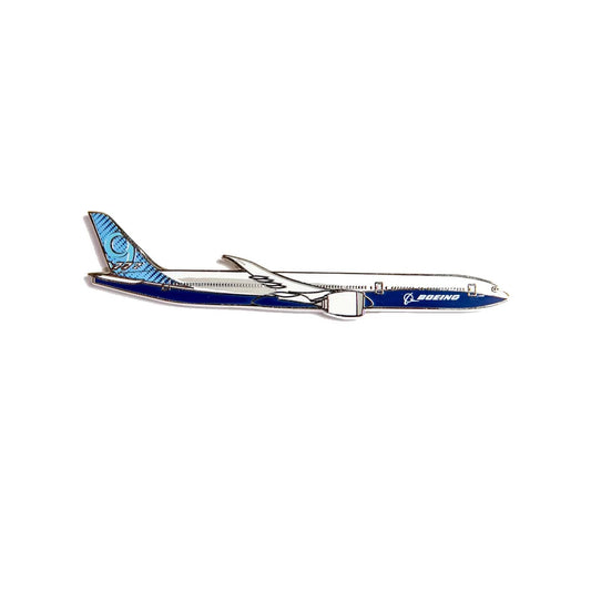 Boeing 777X illustrated aircraft magnet featuring blue Boeing livery side profile