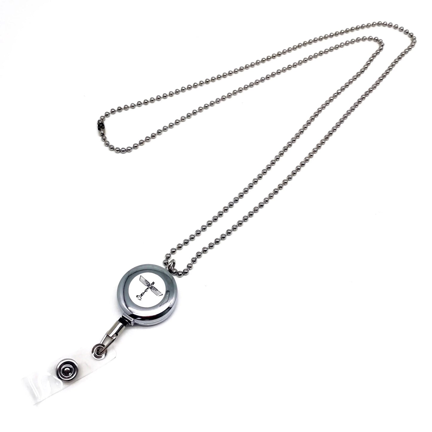 Boeing Airplane Company logo lanyard with metal ball chain and retractable badge reel clip