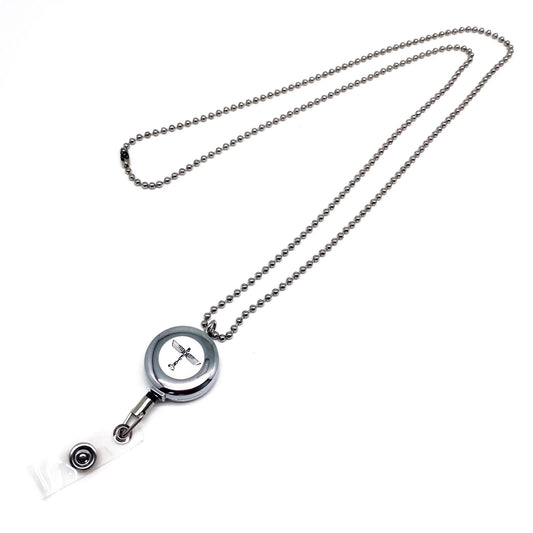 Boeing Airplane Company logo lanyard with metal ball chain and retractable badge reel clip