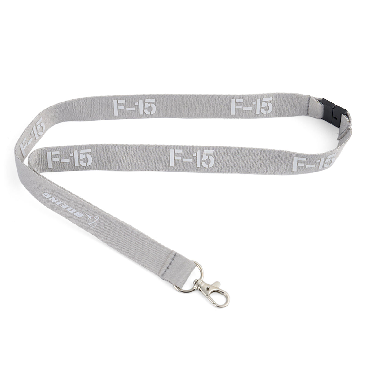 Boeing F-15 Eagle Series Lanyard - grey lanyard with repeating F-15 logos