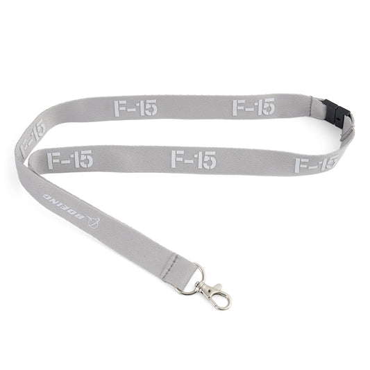 Boeing F-15 Eagle Series Lanyard - grey lanyard with repeating F-15 logos