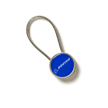Boeing Logo Cable Keychain 580080100192 metal aviation keychain with cable loop