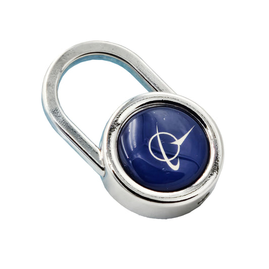 Boeing Symbol Padlock Key Ring – Angled Left Front View Showing Logo Detail