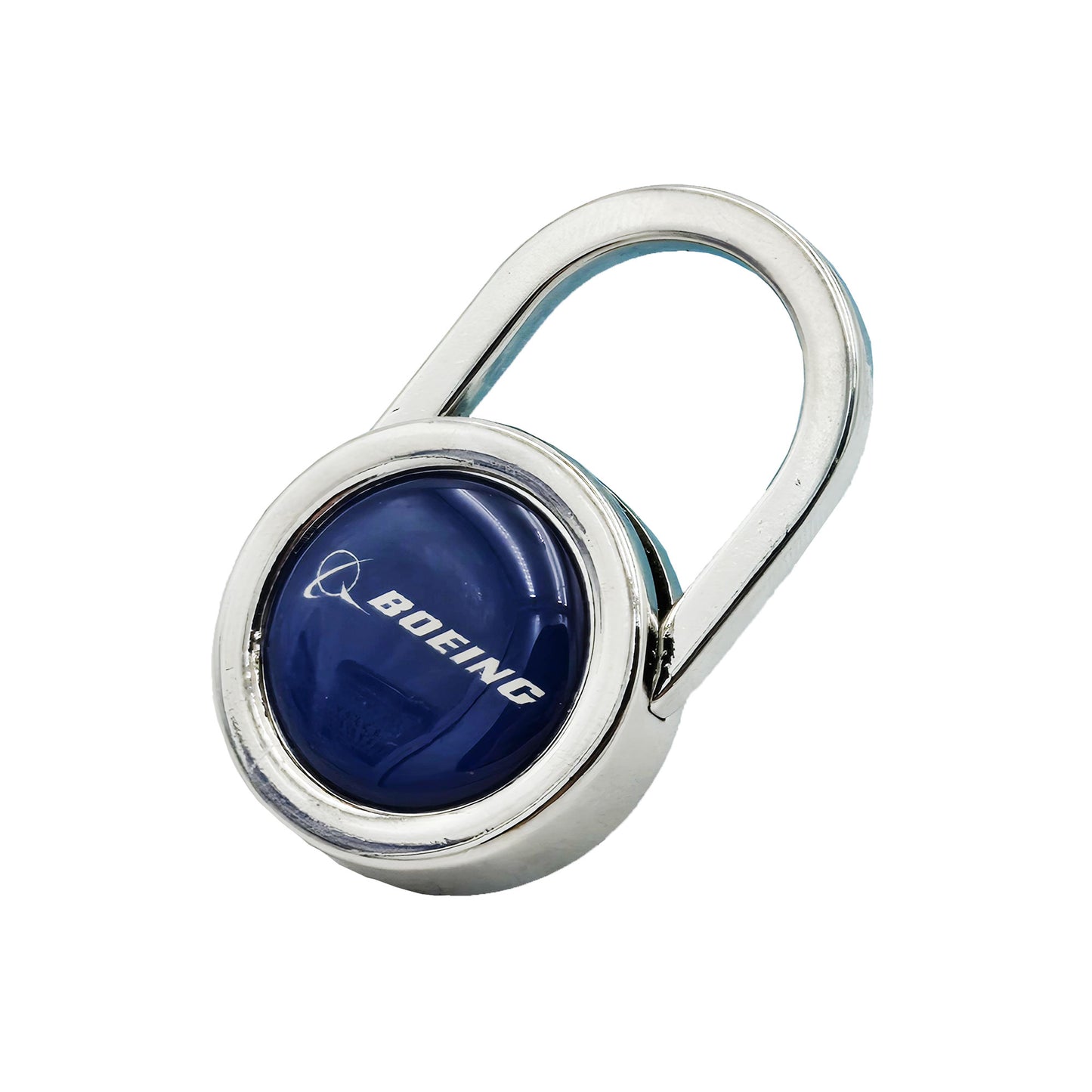 Boeing Symbol Padlock Key Ring – Angled Right Back View Highlighting Padlock Design