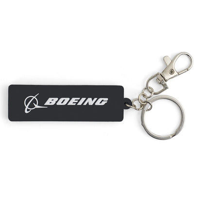 “Boeing logo silicone keychain black with silver keyring”