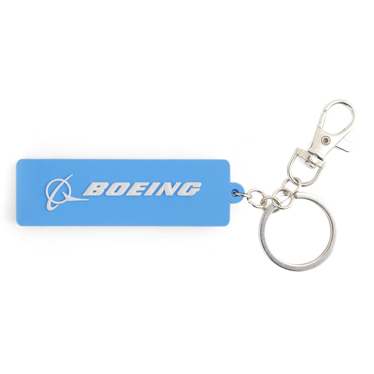 “Boeing logo silicone keychain blue with silver keyring”