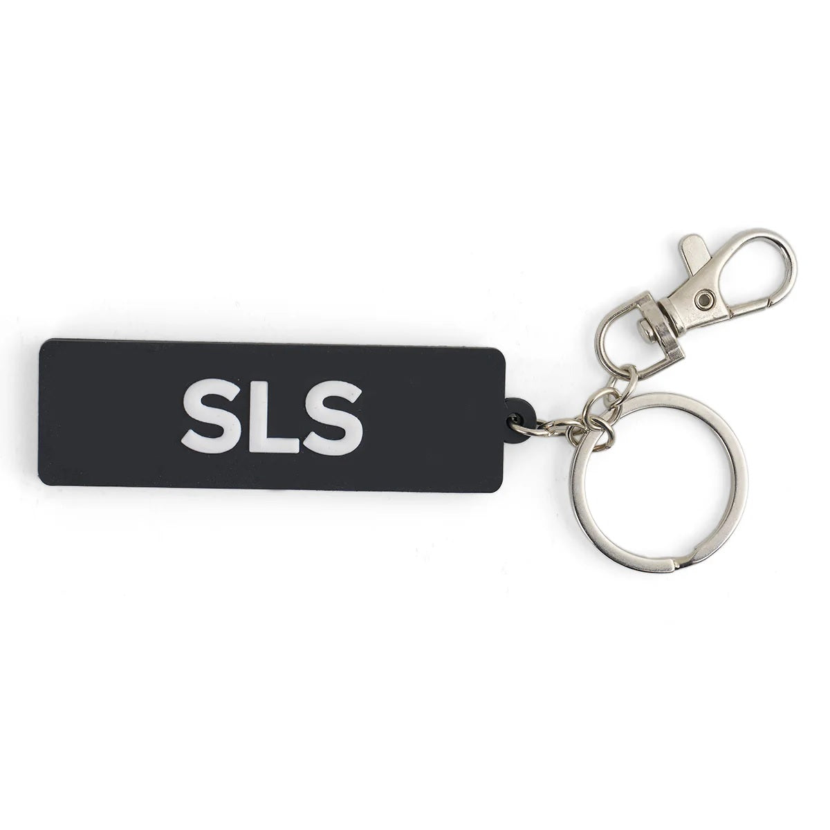 Boeing Space Launch System Series keychain with SLS lettering and silver key ring clasp