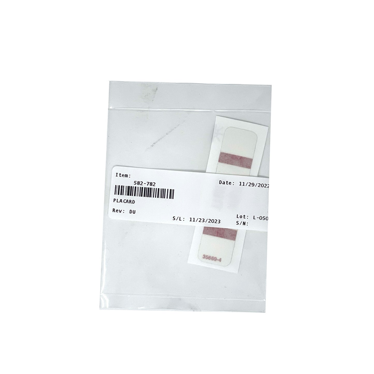 Piper Aircraft - Placard 582-782