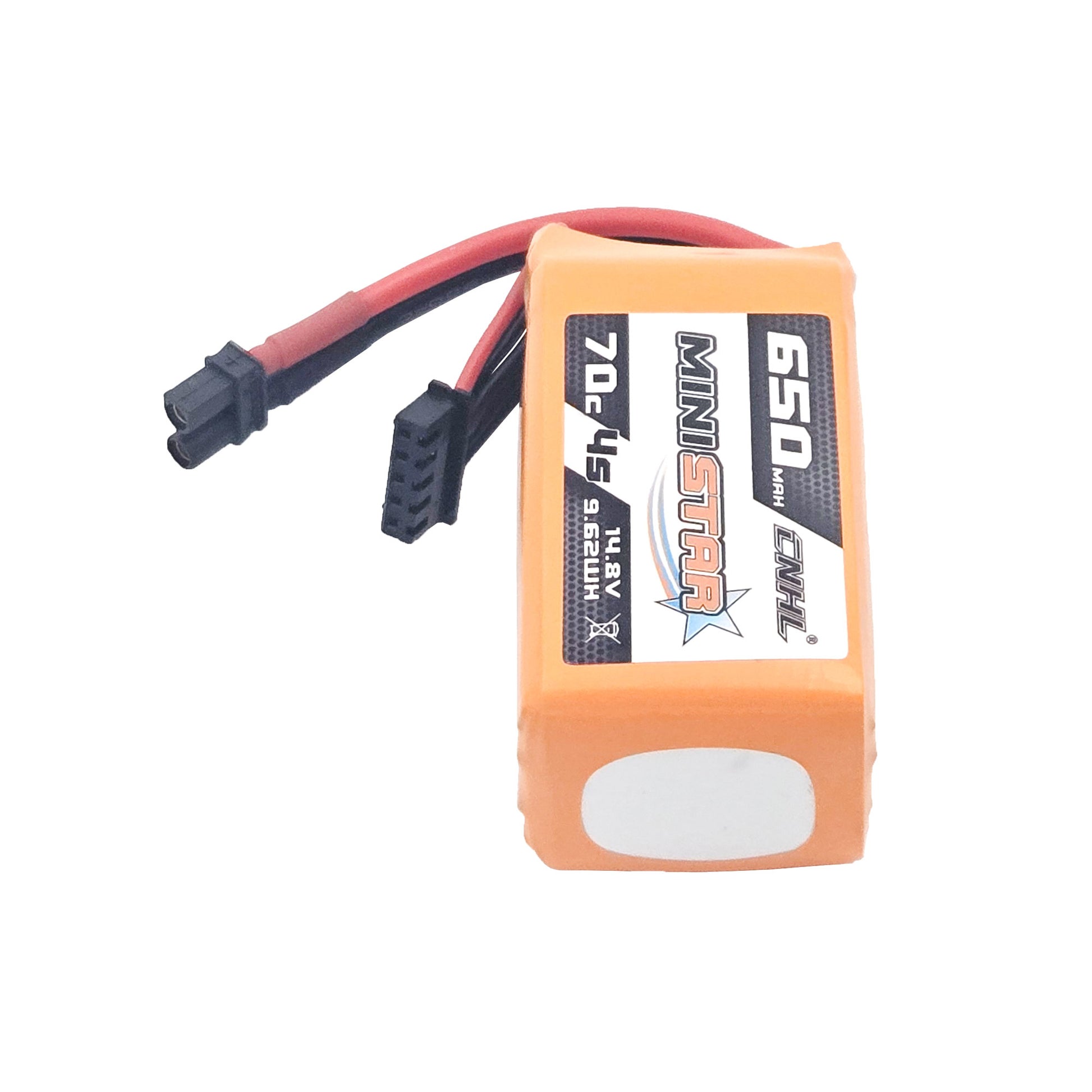 CNHL MiniStar 4S LiPo Battery – Right Side Angled Profile Showing Label and XT30 Plug