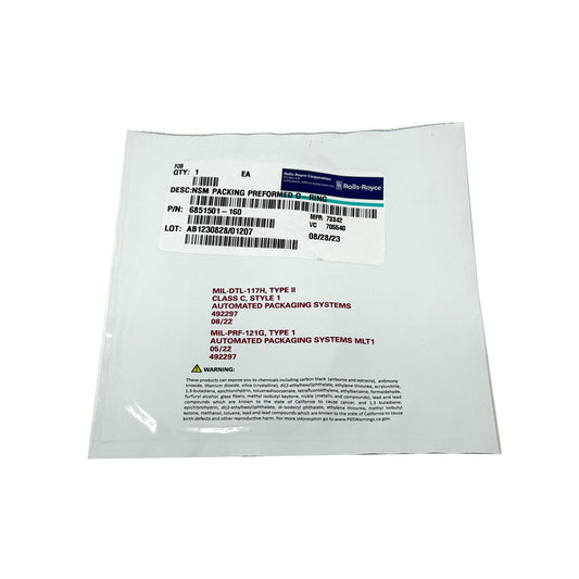 Rolls Royce - O ring Rubber, Fluorocarbon | 6851501-160