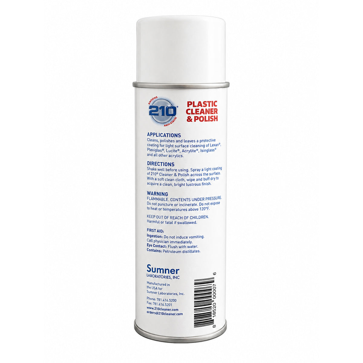 Sumner 210 Aircraft Plastic Cleaner & Polish – 7 oz & 14 oz Aerosol